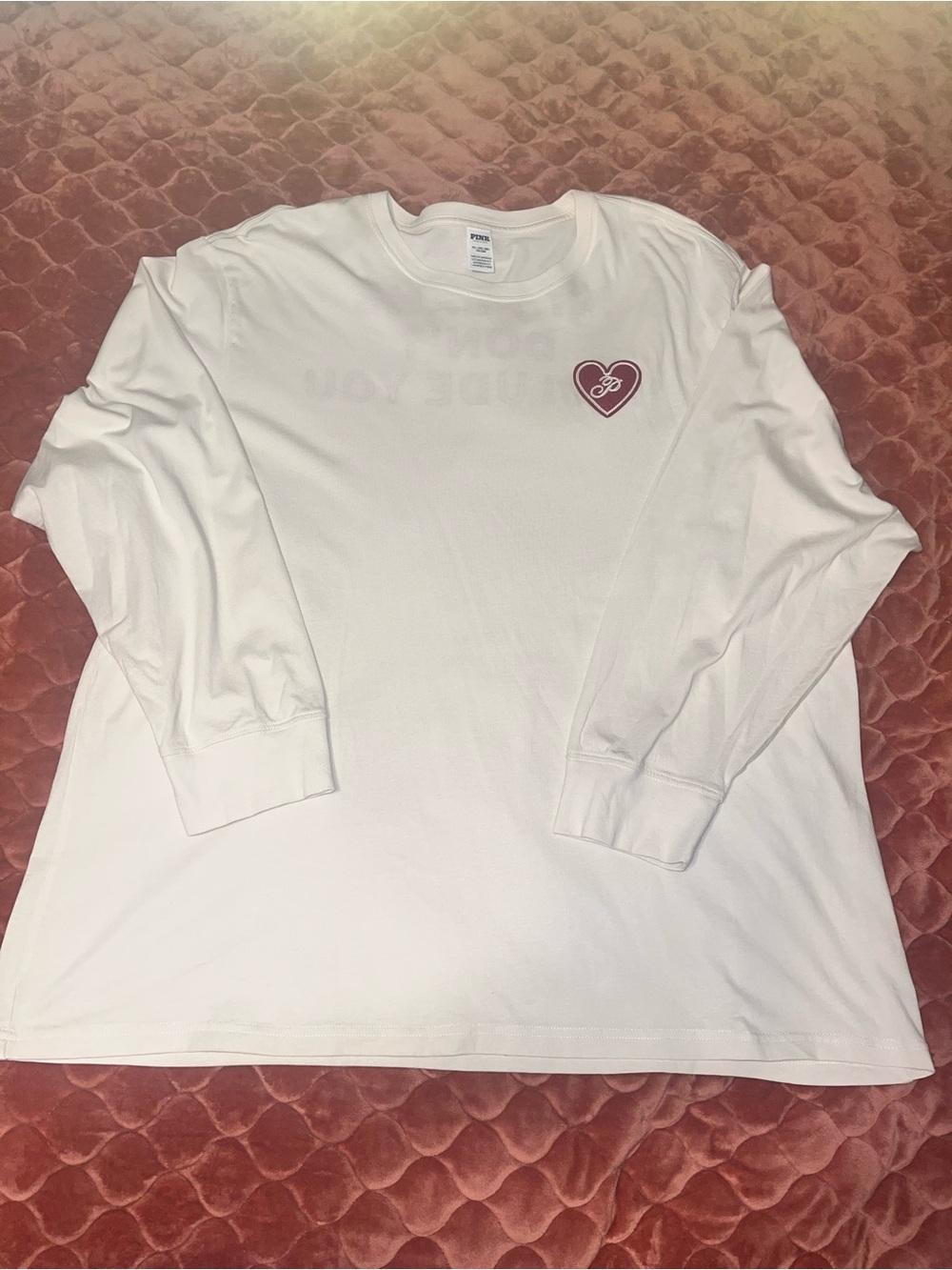 PINK Victoria's Secret Light Cream Tee with Logo Tag